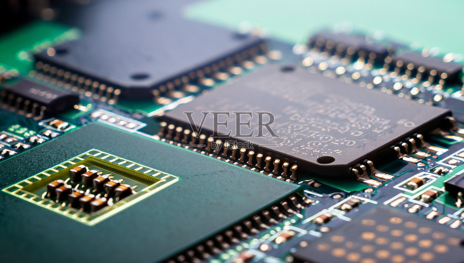 半导体和电路的主板微距摄影照片摄影图片