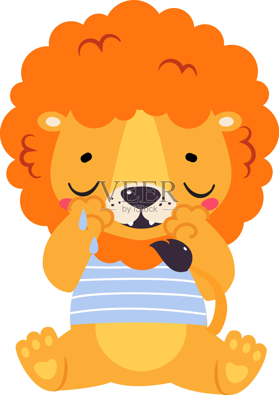 可爱的狮子人物鬃毛在条纹衬衫设计元素图片