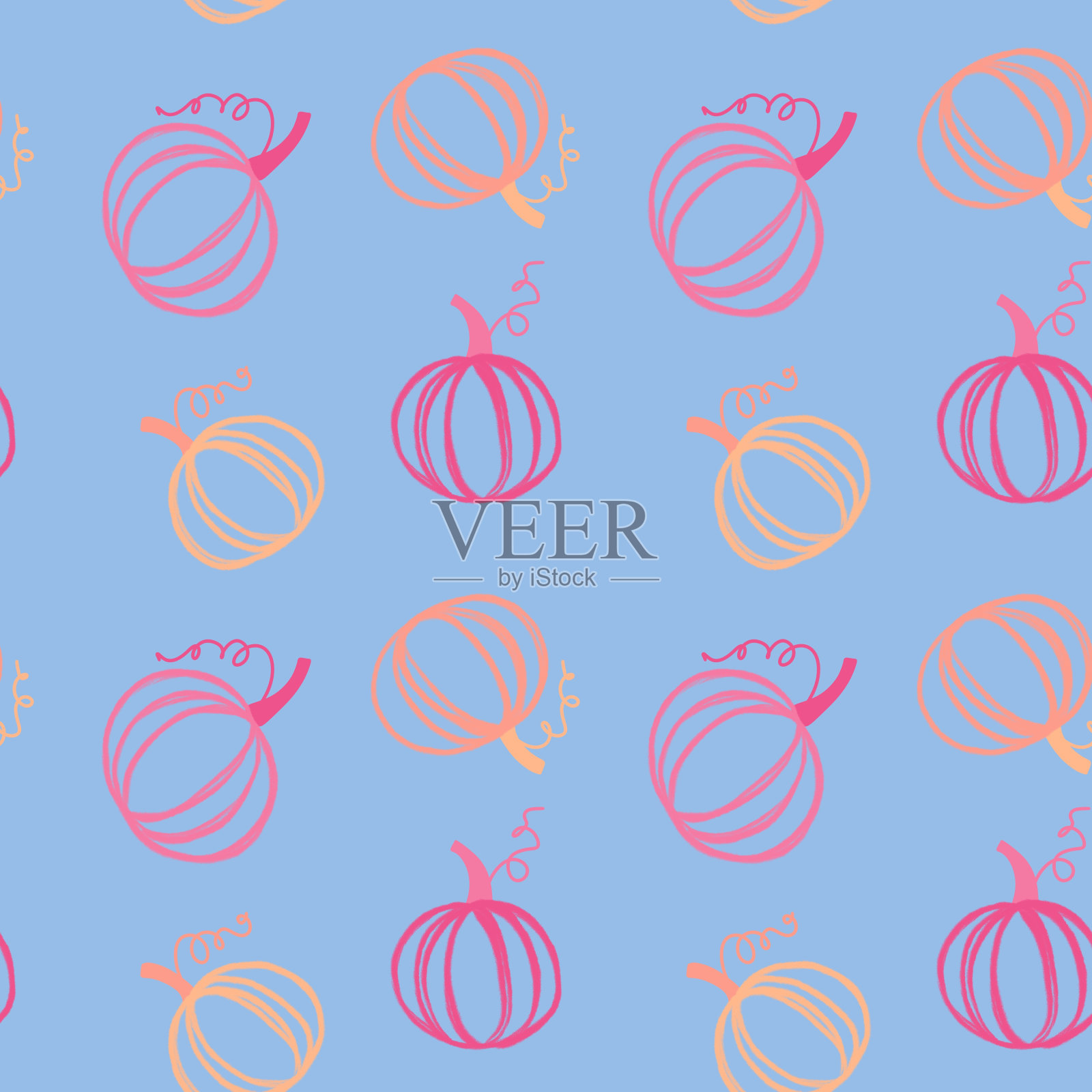 万圣节无缝南瓜图案用于织物和纺织品及包装插画图片素材