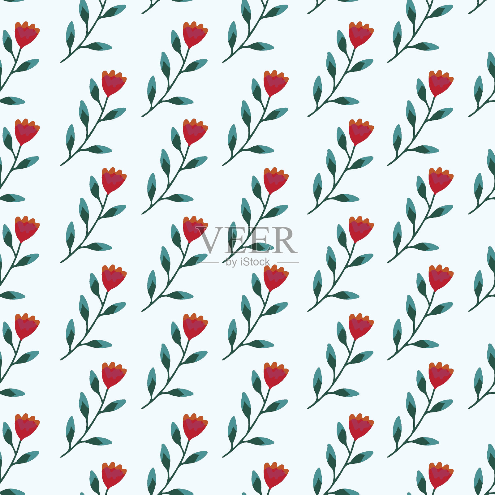 简单的手绘花无缝图案的背景插画图片素材