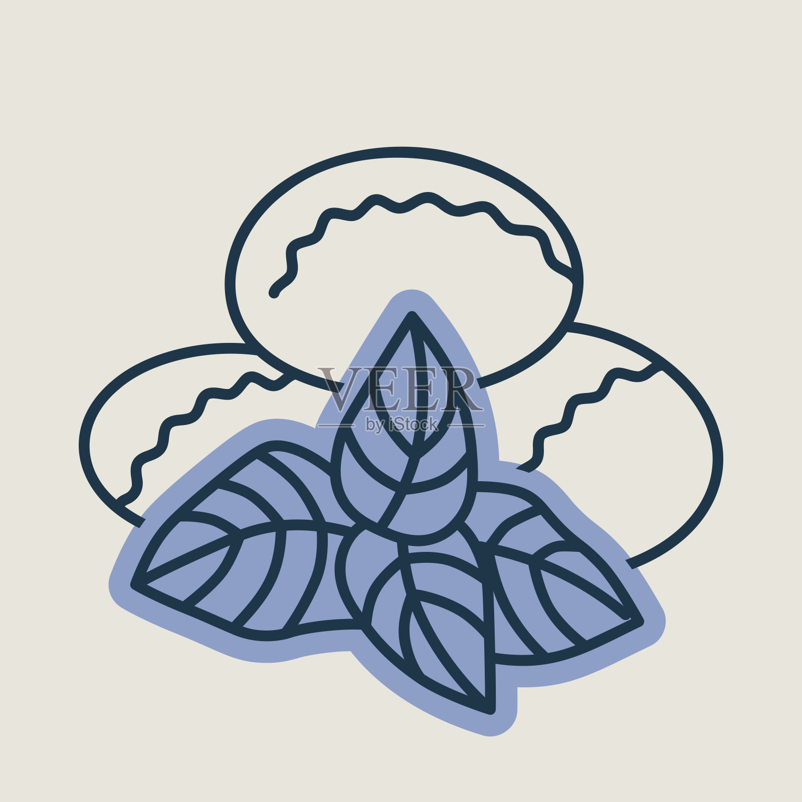 马苏里拉奶酪与罗勒矢量图标插画图片素材