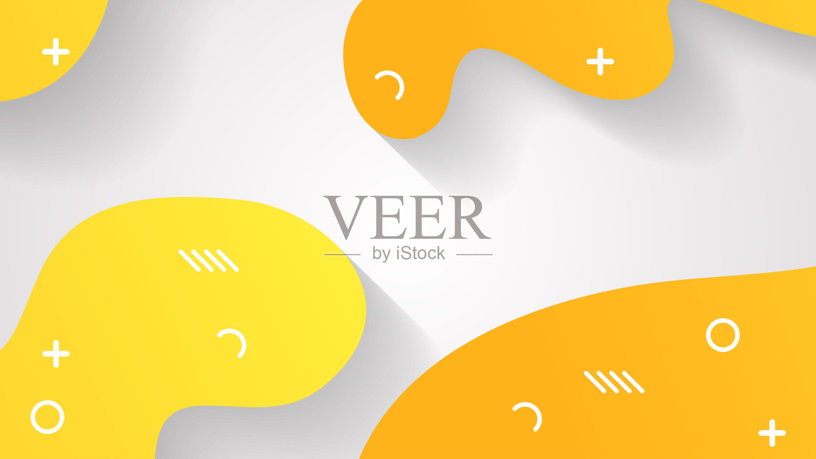 白色和黄色动态流体形状抽象背景插画图片素材