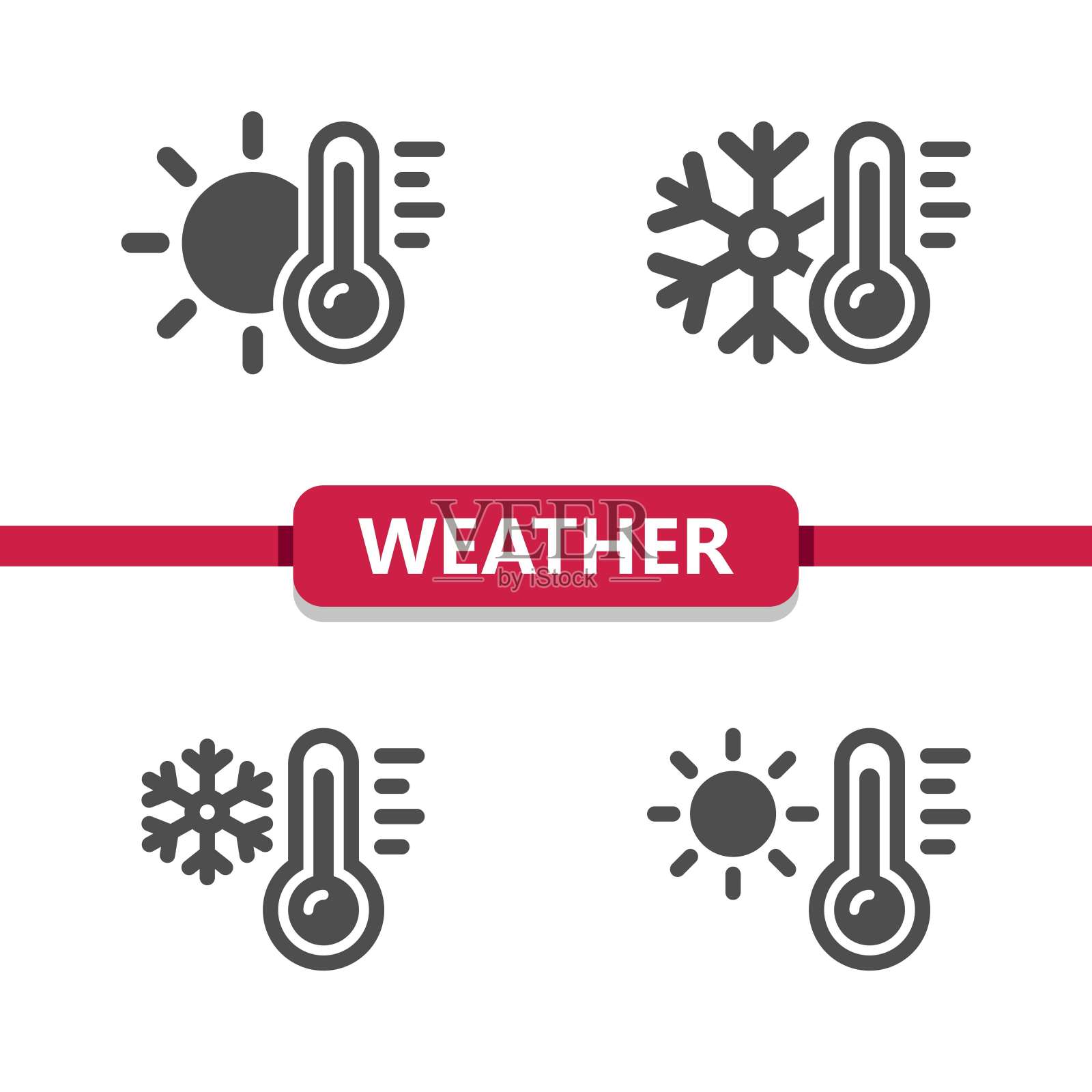 天气图标-温度计，温度，预测矢量图标插画图片素材