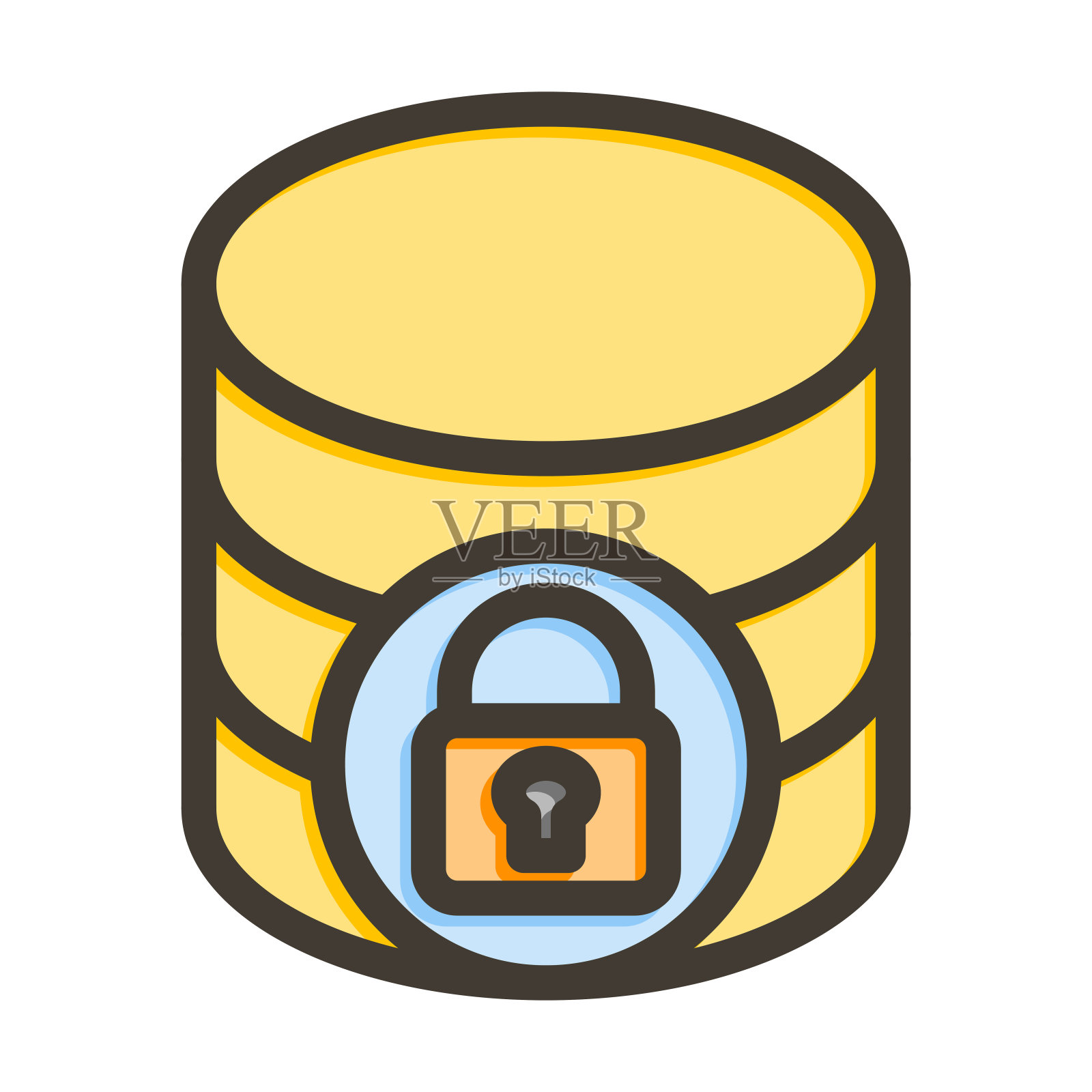 锁定的数据矢量粗线填充颜色图标为个人和商业用途。插画图片素材