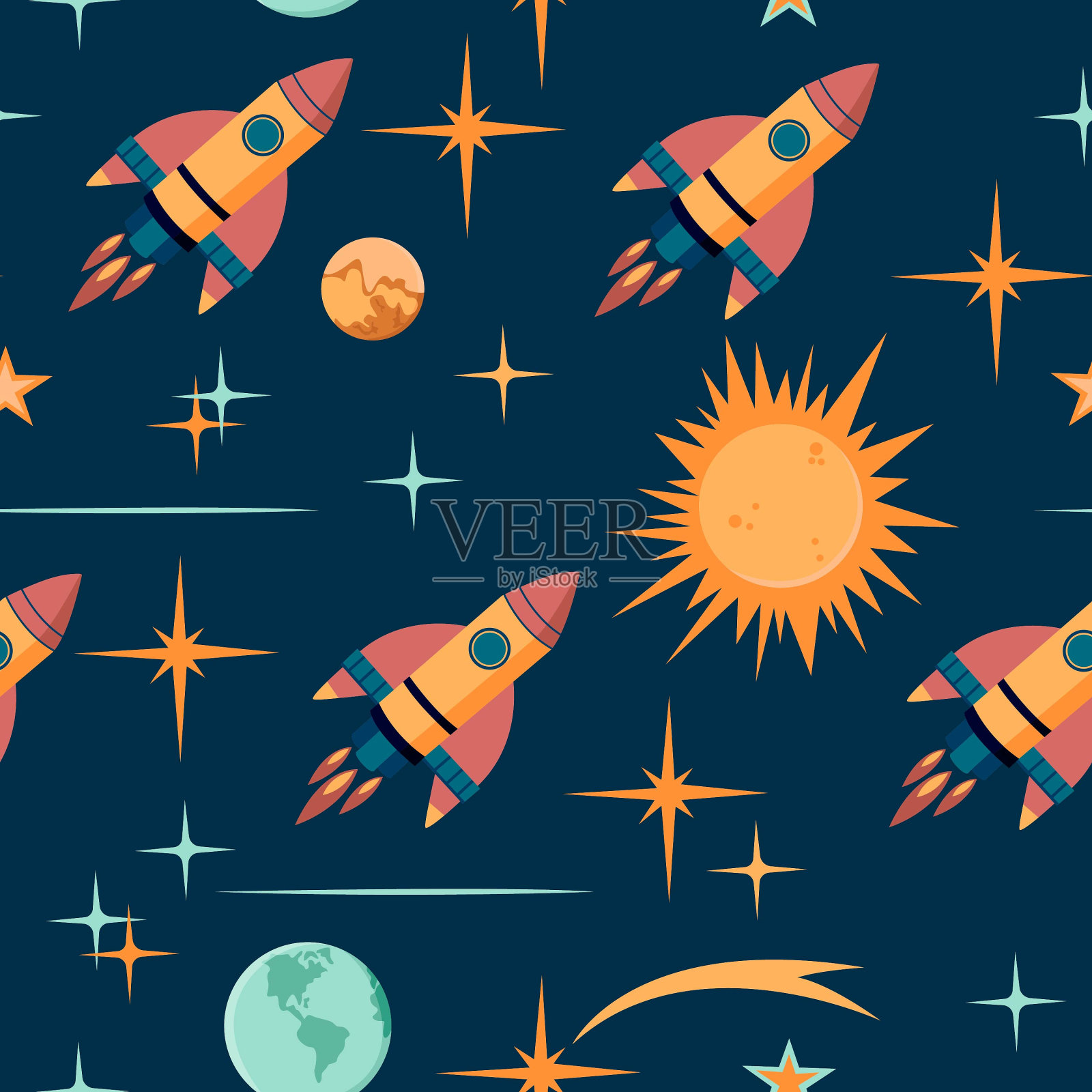 无缝图案空间插画图片素材