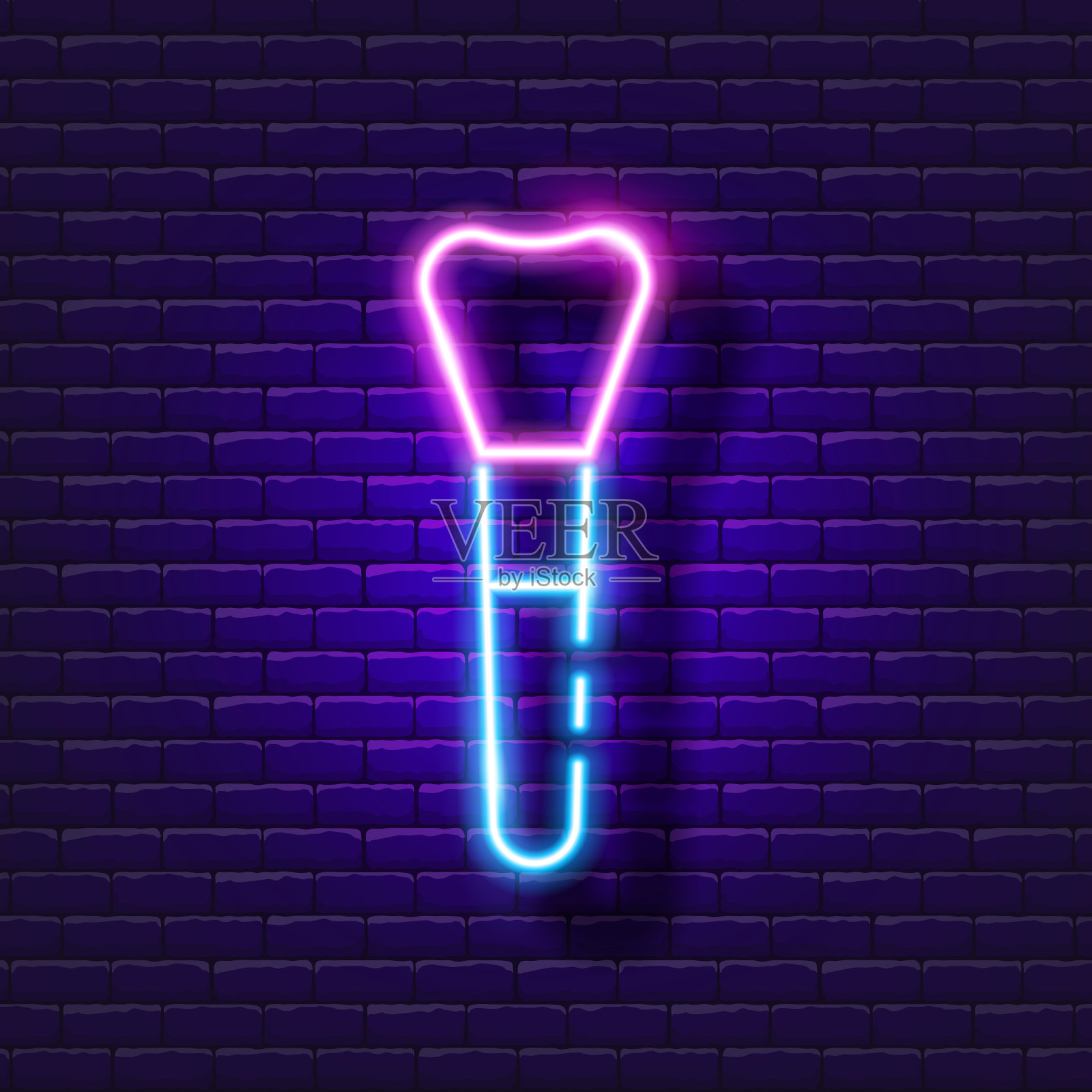 面部按摩器霓虹灯图标：美容与青春概念插画图片素材