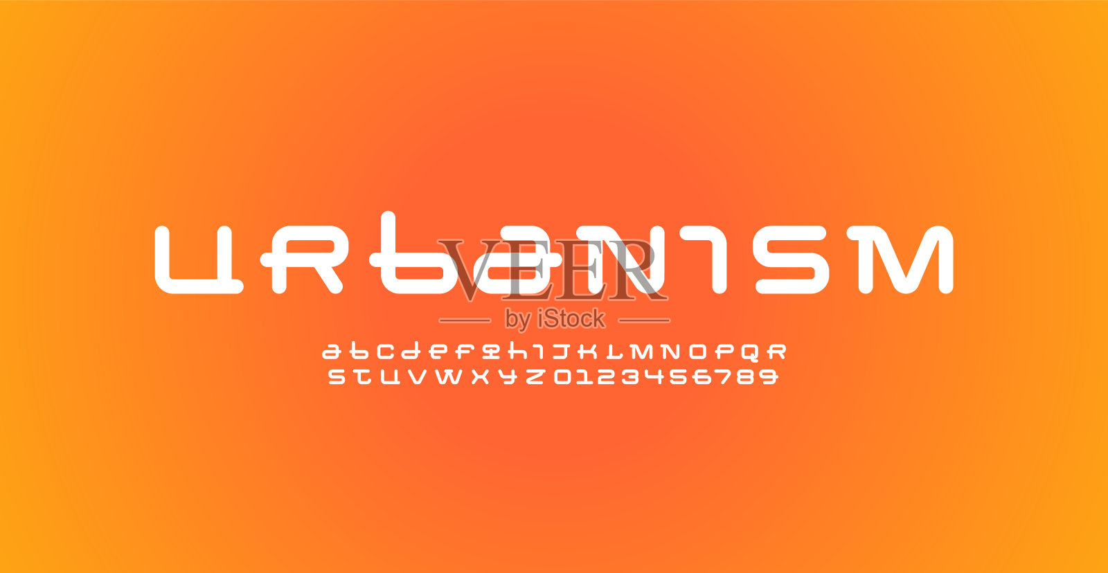 技术宽网络字体，数字字母，圆角字母和数字，矢量插图10EPS插画图片素材