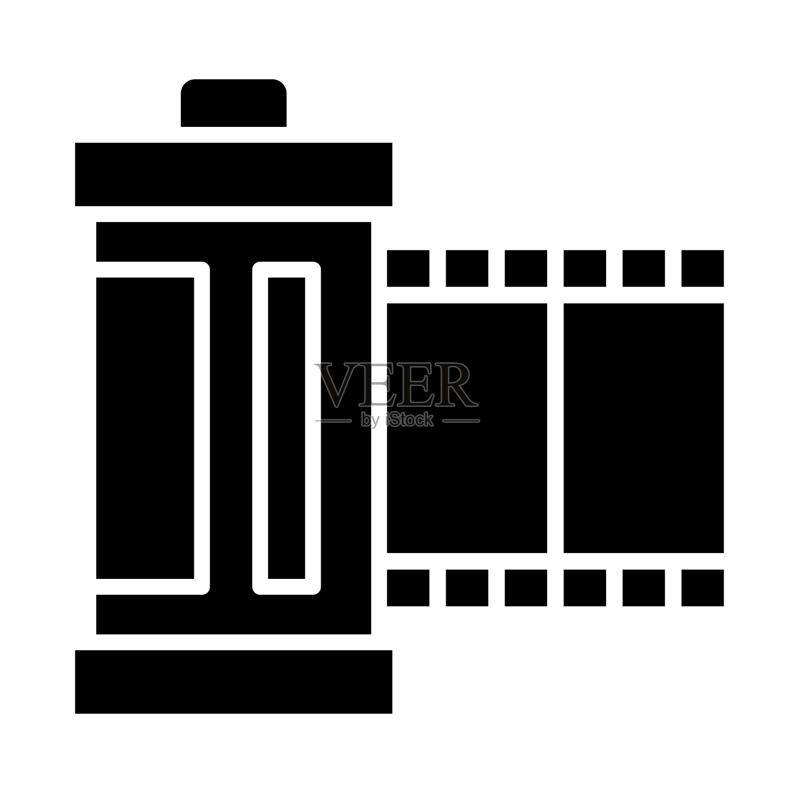 电影卷矢量字形图标为个人和商业用途。插画图片素材