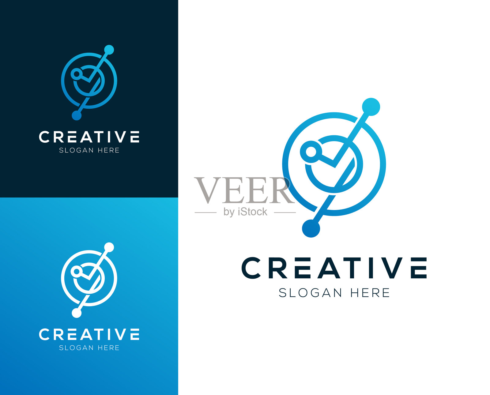 摘要首字母O和技术标志设计矢量插图插画图片素材