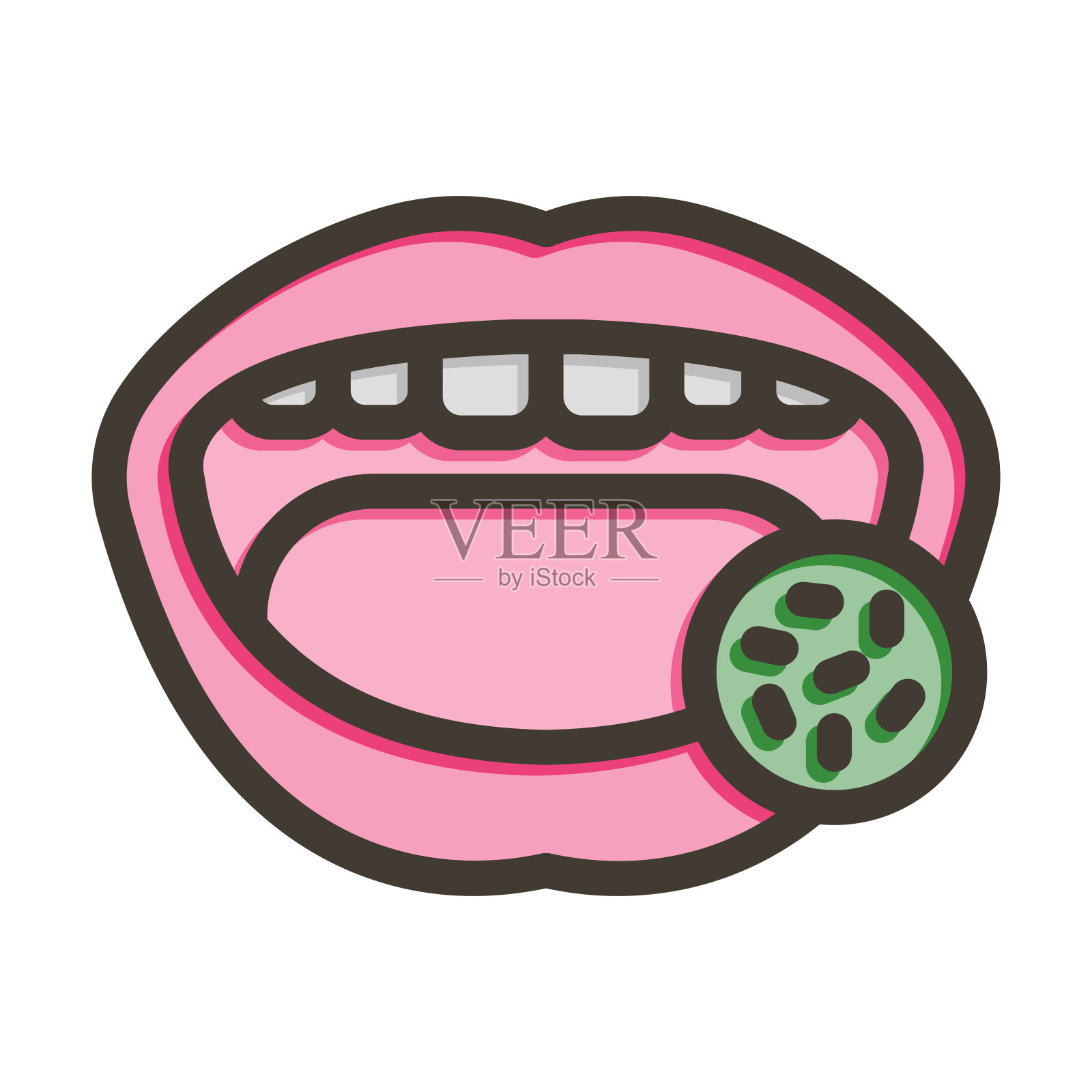 细菌矢量粗线填充颜色图标为个人和商业用途。插画图片素材