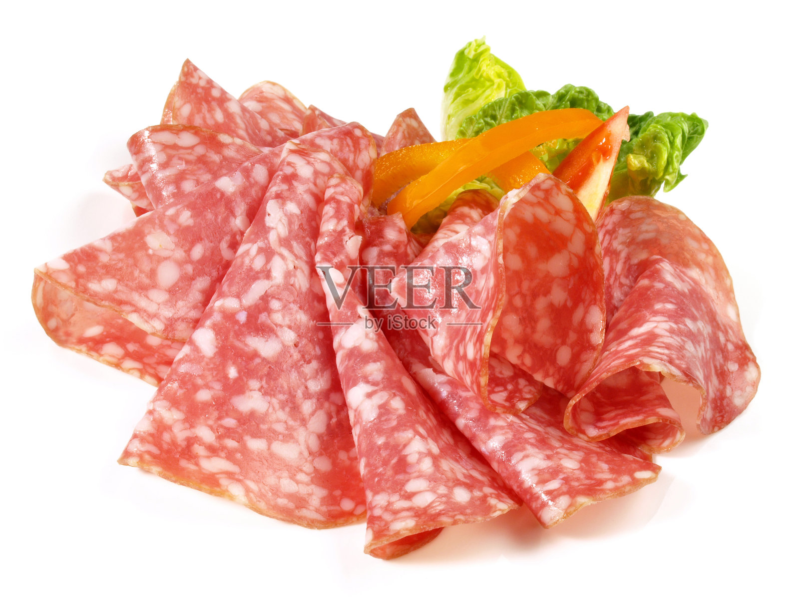 意大利腊肠片-分离照片摄影图片