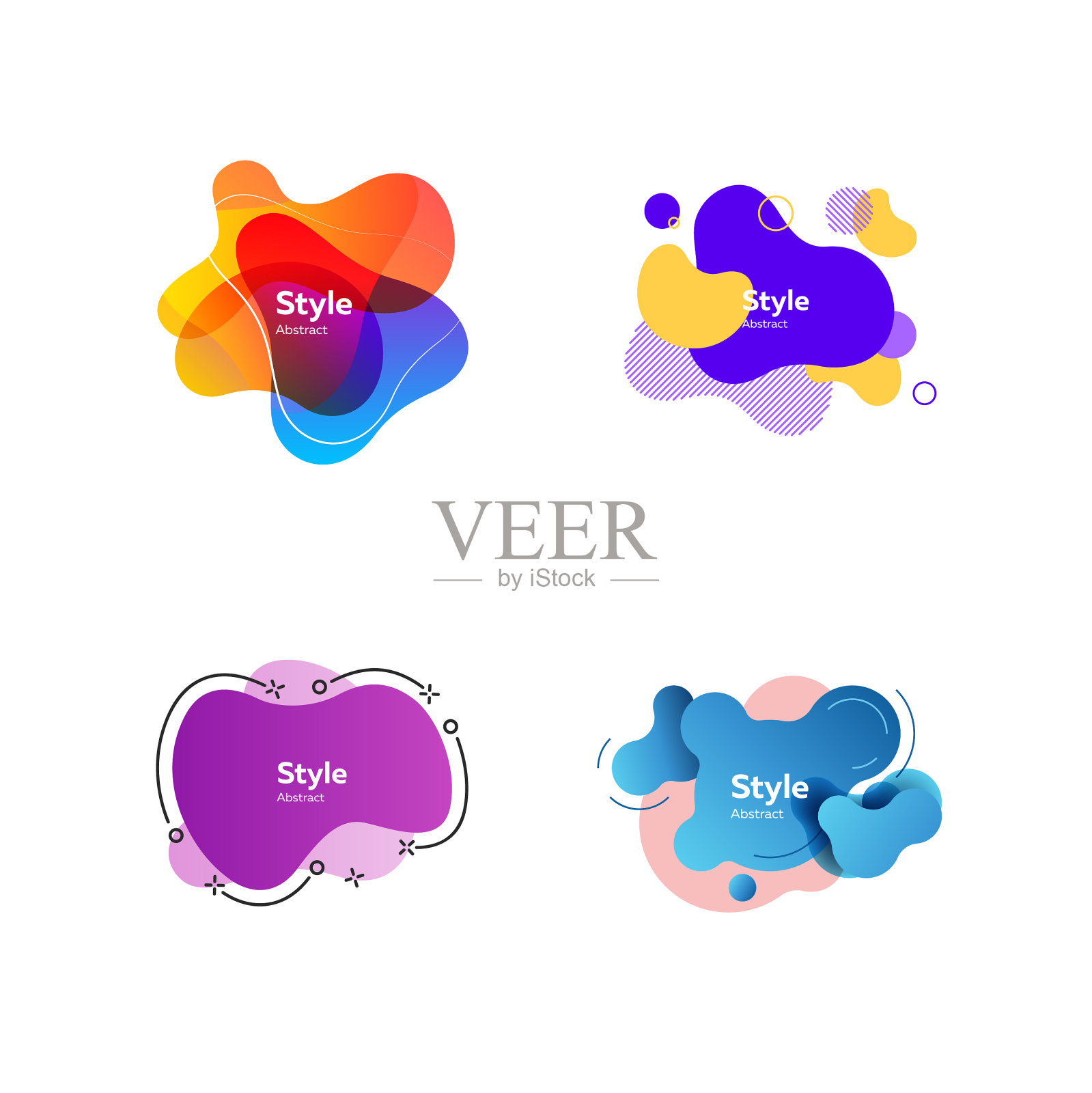 彩色几何形状与字母插画图片素材