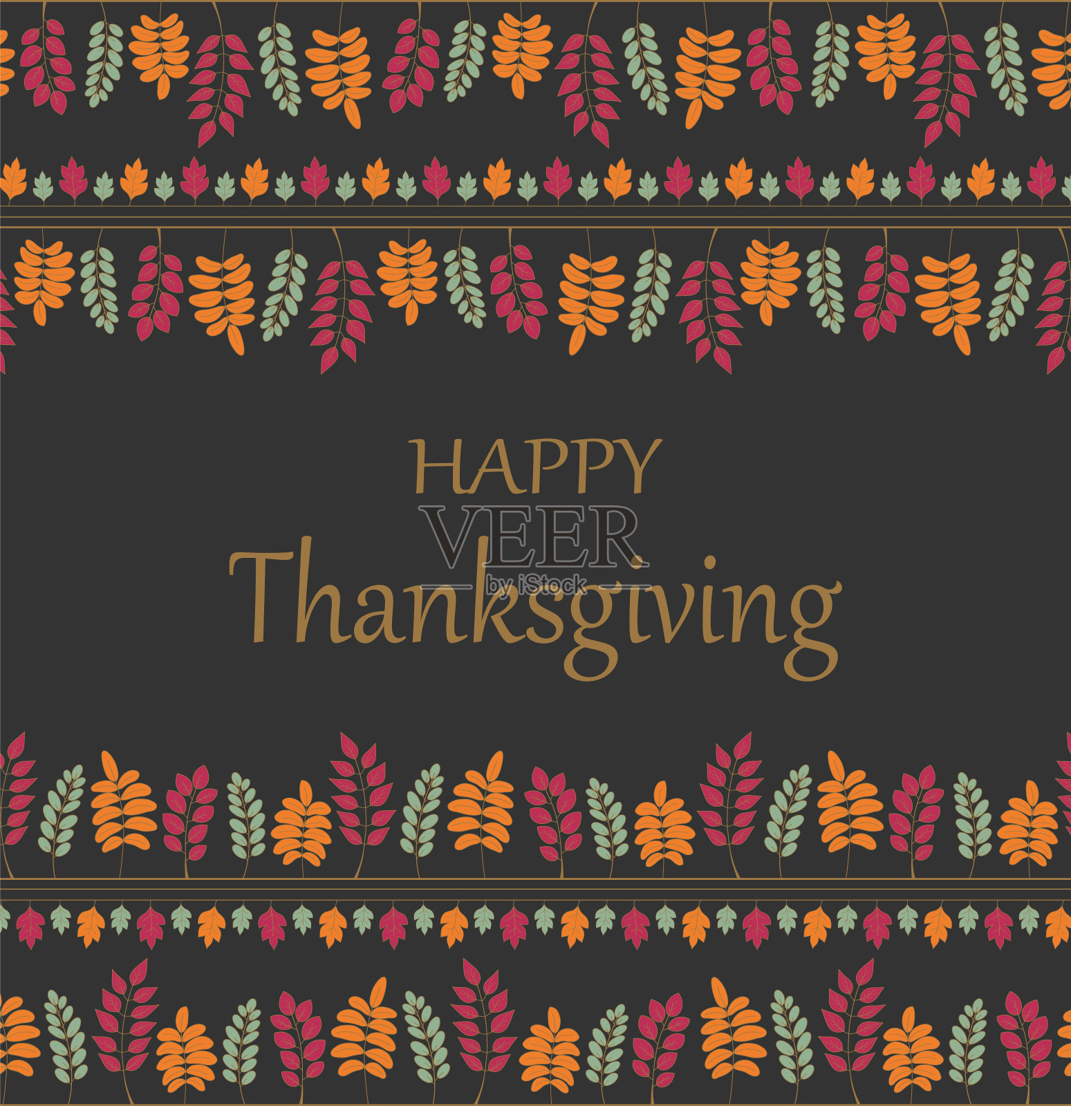 秋天的背景和框架，卡片和海报为感恩节。插画图片素材