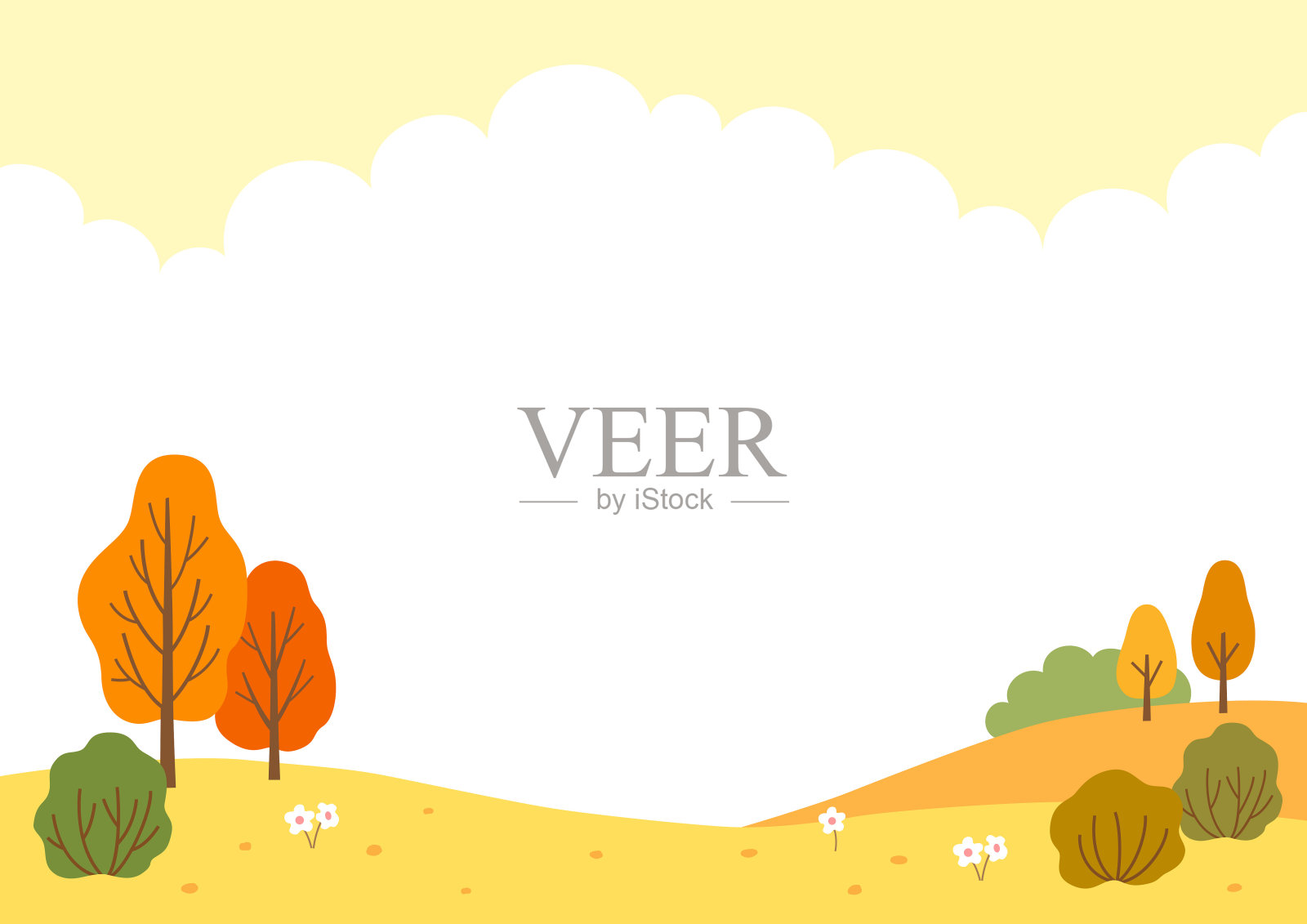 秋天的自然景观背景。插画图片素材