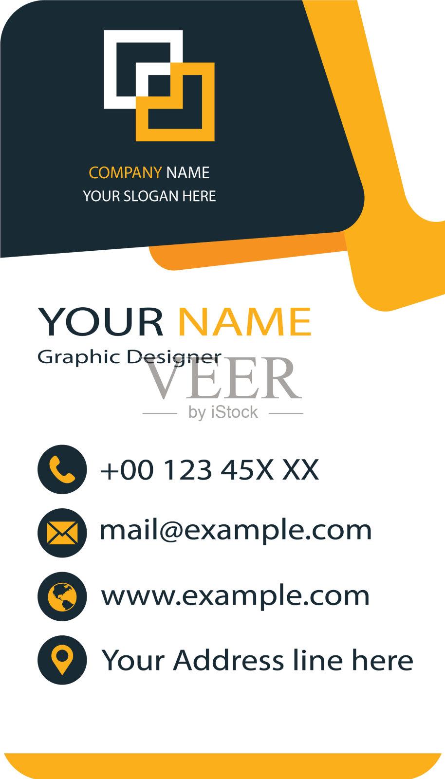 现代垂直双面圆形名片插画图片素材