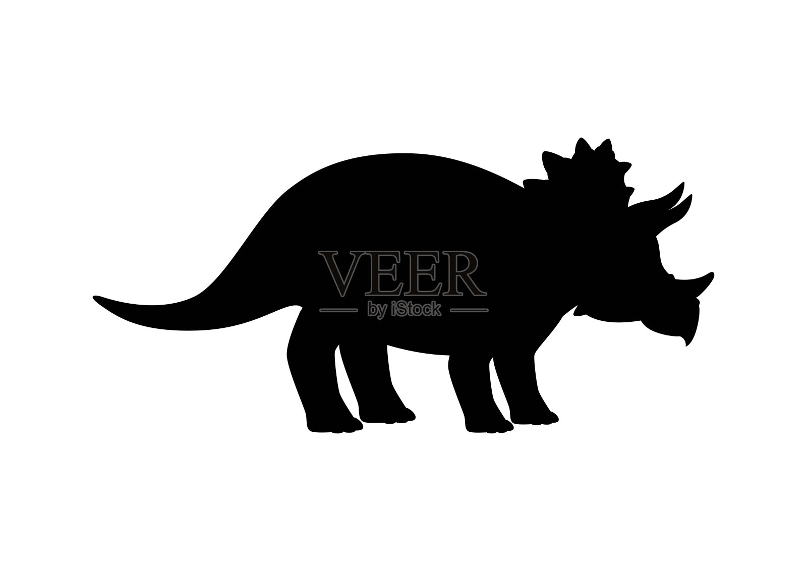 三角龙恐龙剪影矢量隔离在白色背景插画图片素材