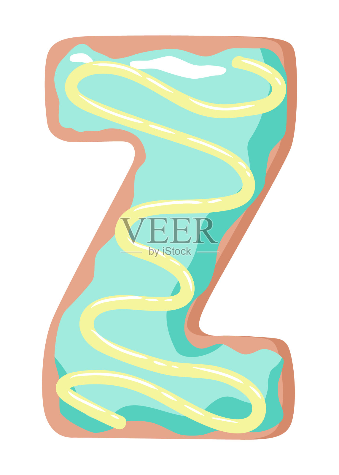 卡通饼干字体。矢量字母在彩色釉烤。创意姜饼排版设计。童年的甜甜甜圈。字母Z插画图片素材