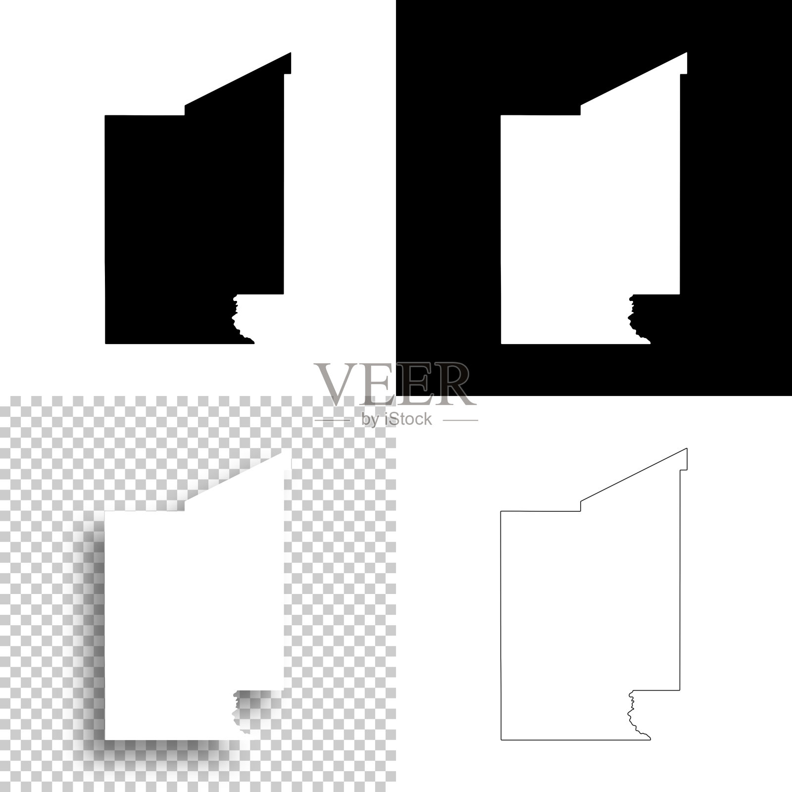 多纳安娜县，新墨西哥州。设计地图。空白，白色和黑色背景插画图片素材