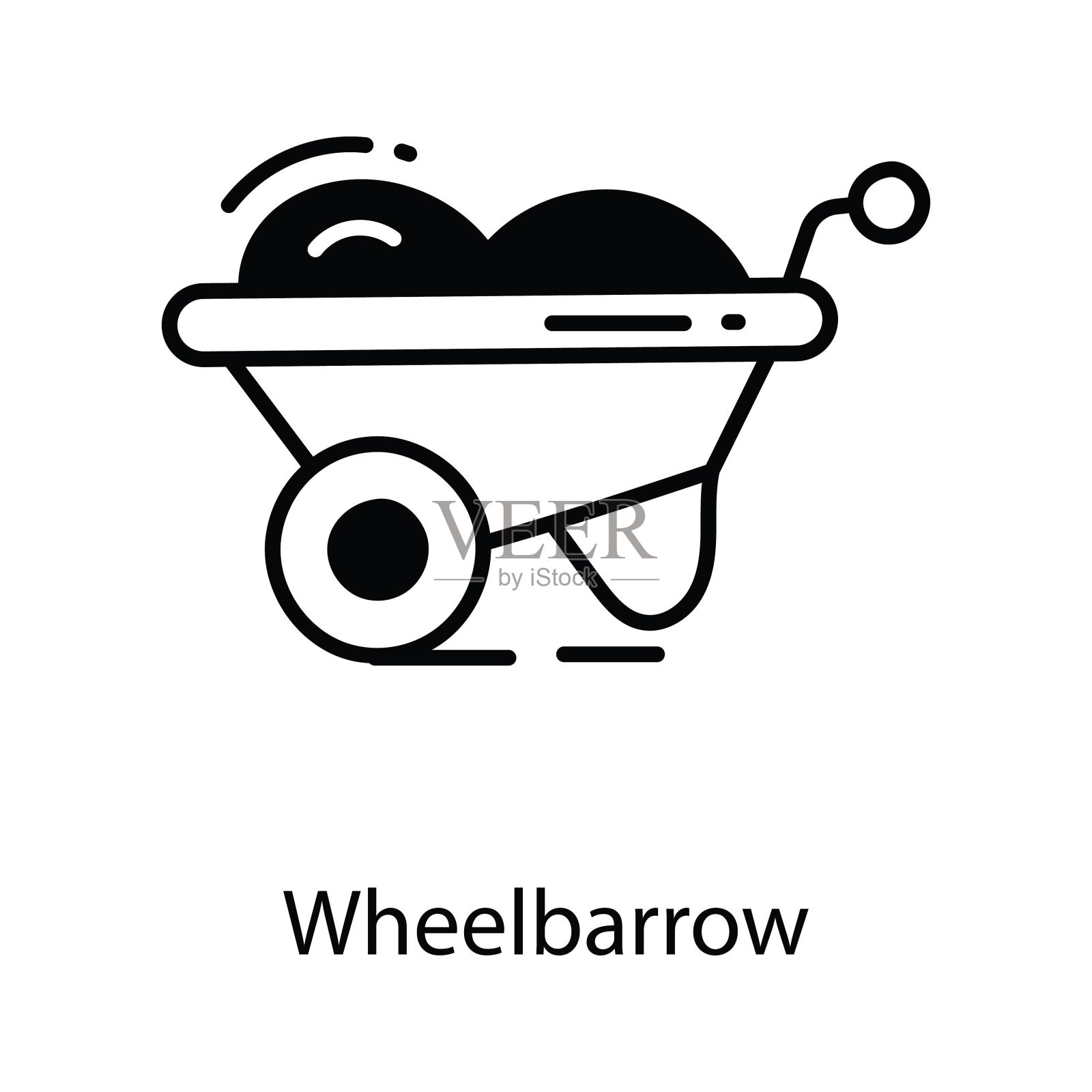 独轮车涂鸦图标设计插图。农业符号在白色背景EPS 10文件插画图片素材