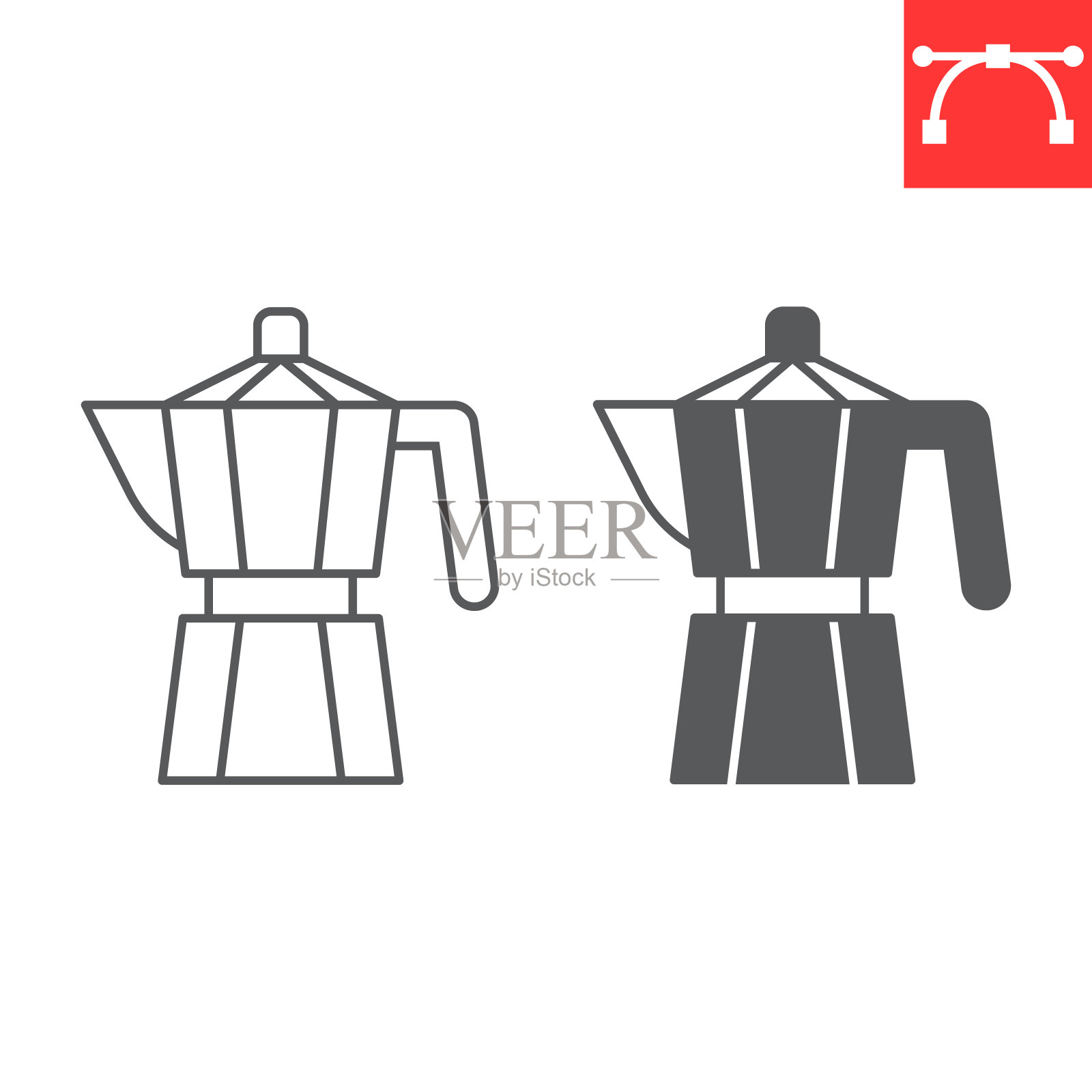 摩卡锅线和字形图标插画图片素材