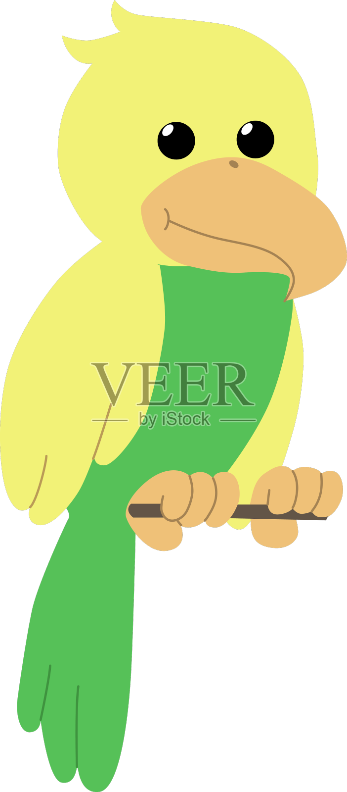 可爱的鹦鹉卡通公寓设计元素图片