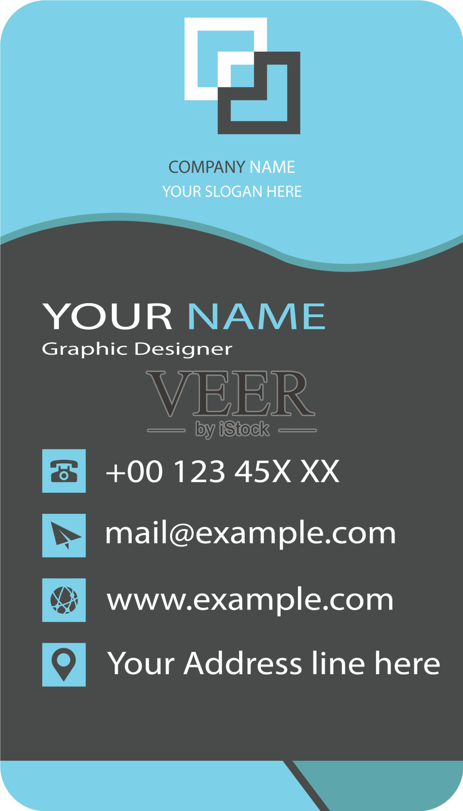 现代垂直双面圆形名片插画图片素材