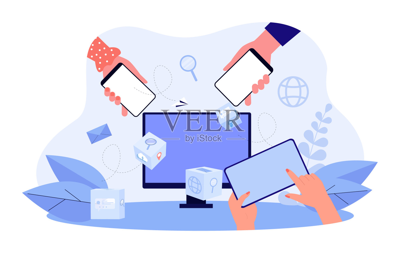 数字设备连接网络矢量图插画图片素材