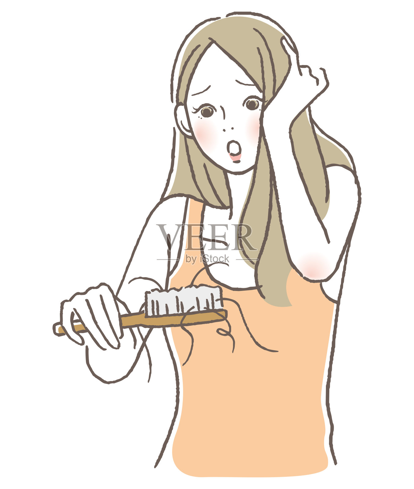 脱发很多的女人插画图片素材