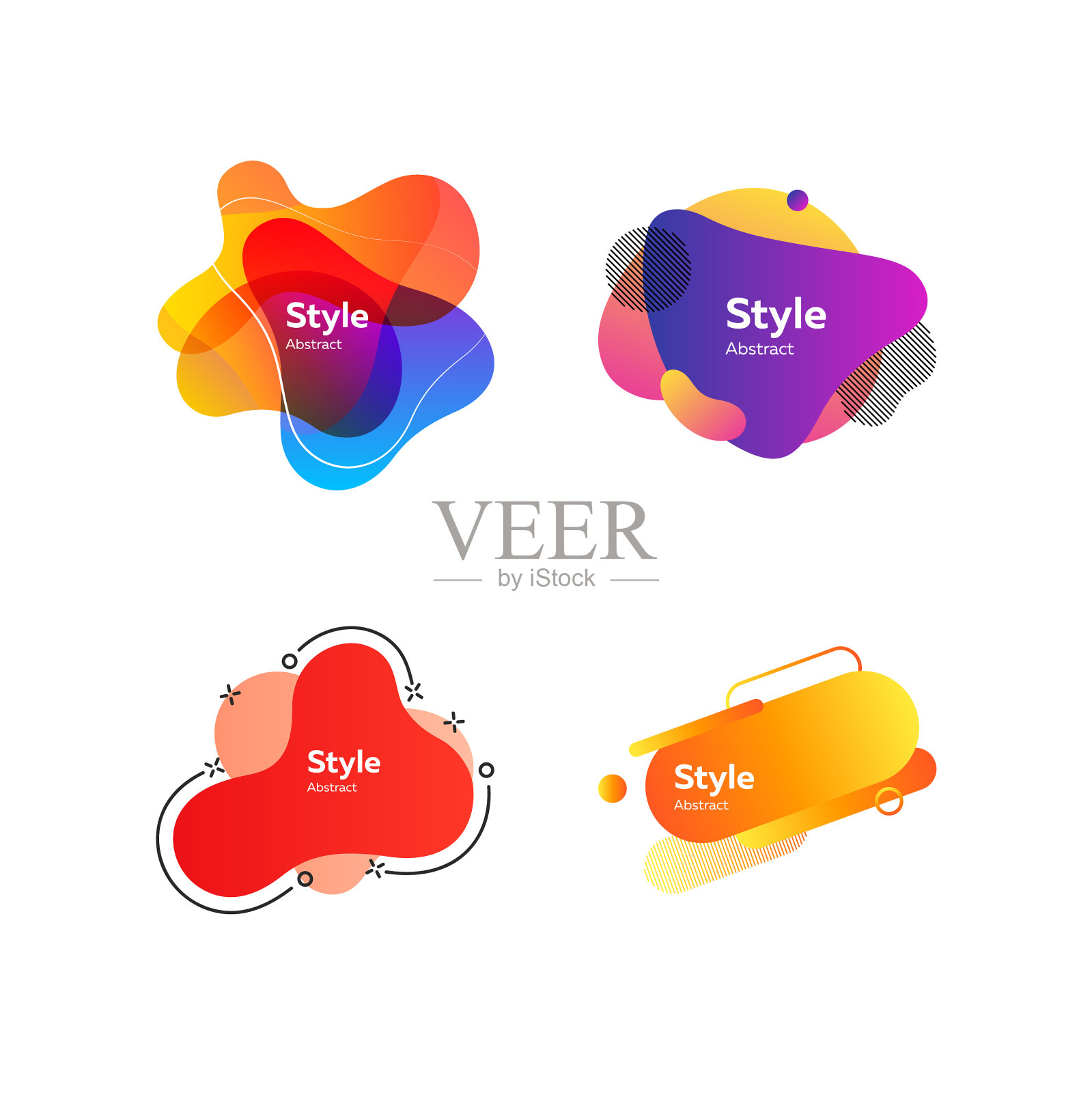 动态几何徽章套装插画图片素材