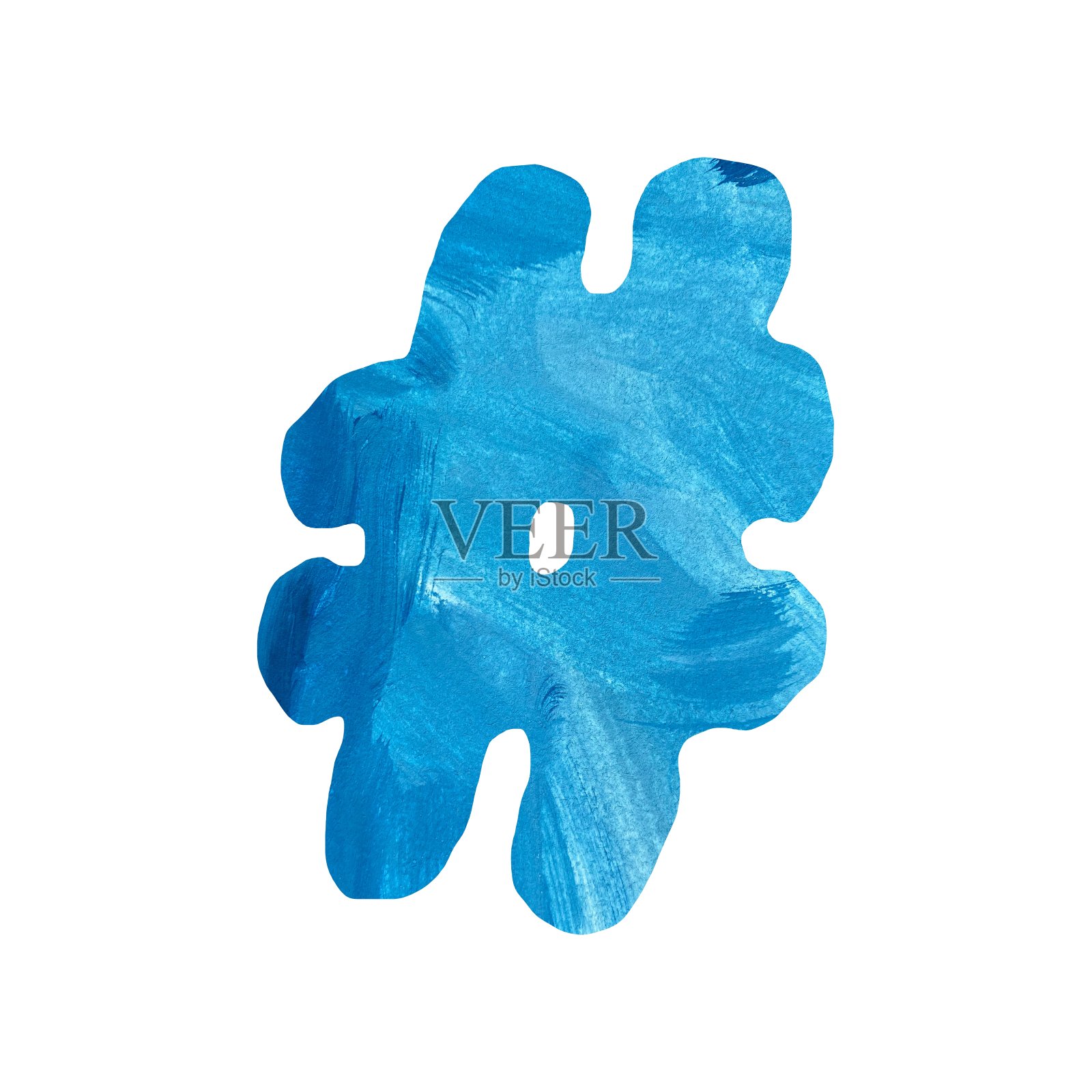 蓝色水彩手绘话题标签图标插画图片素材