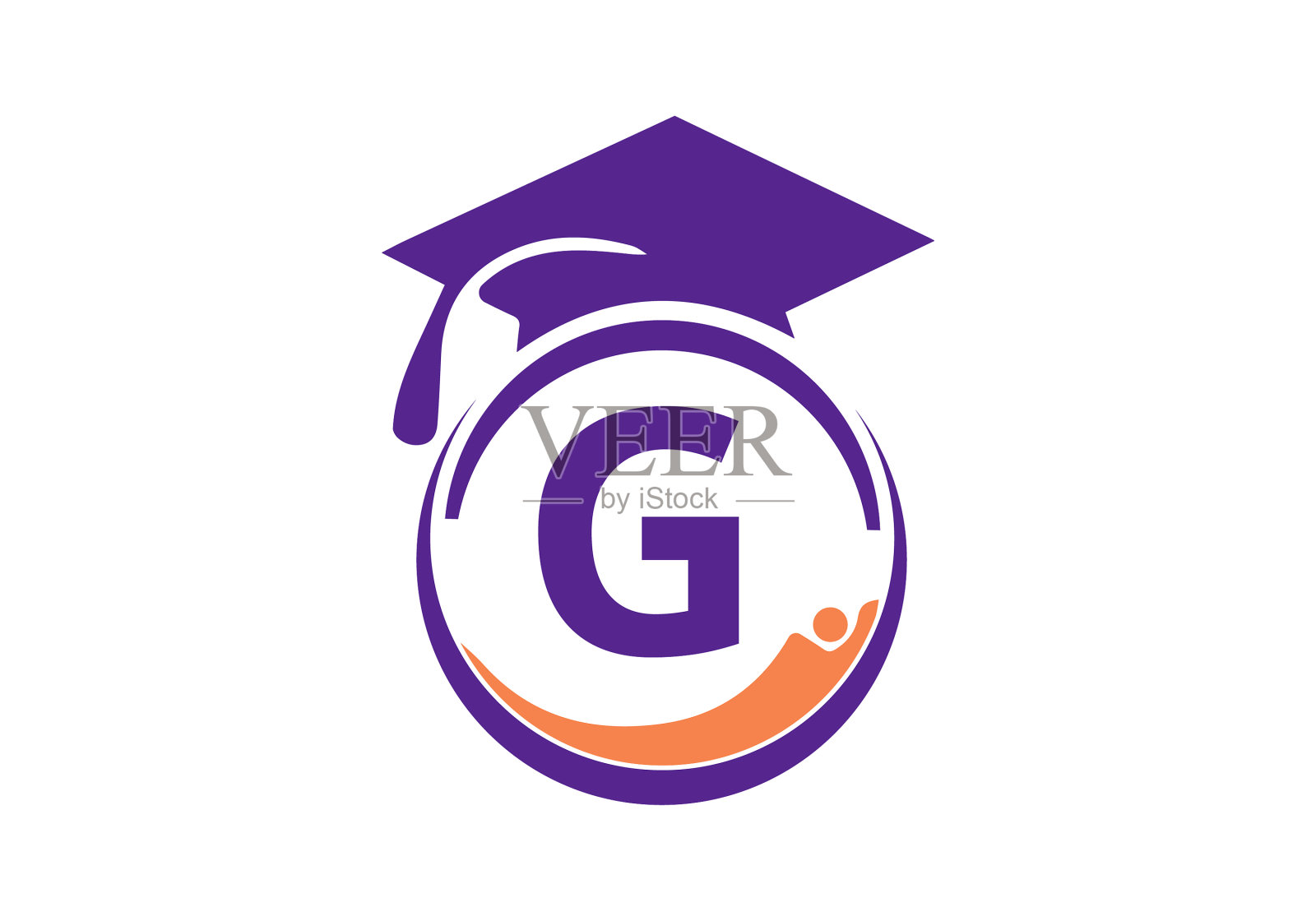 字母教育标志初始毕业帽插画图片素材