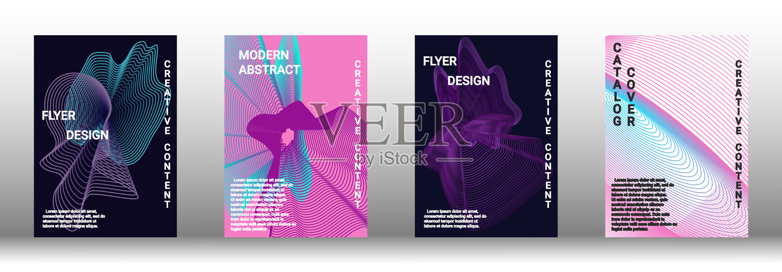 一套现代抽象画的封面是抽象画插画图片素材