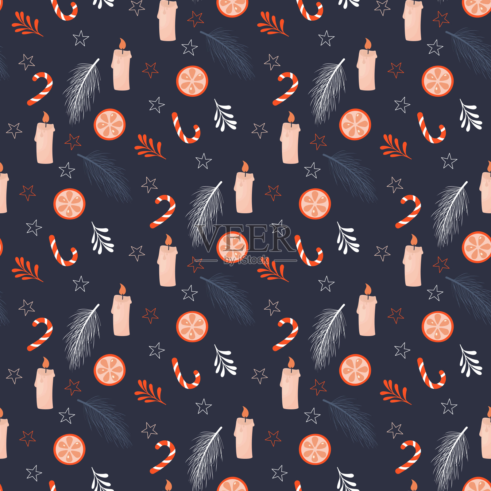 圣诞无缝花纹插画图片素材