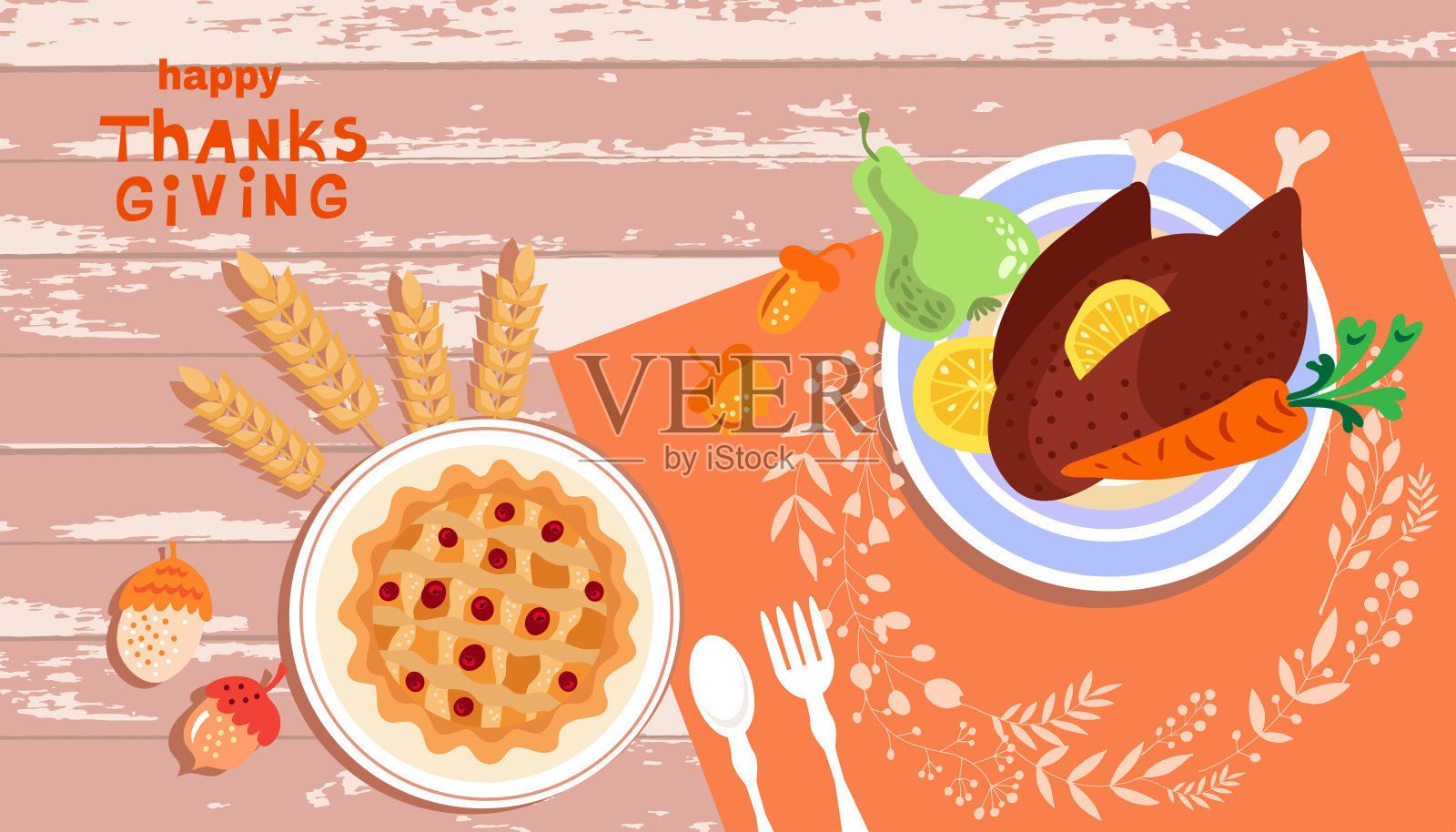 感恩节快乐-模板秋日佳节。插画图片素材