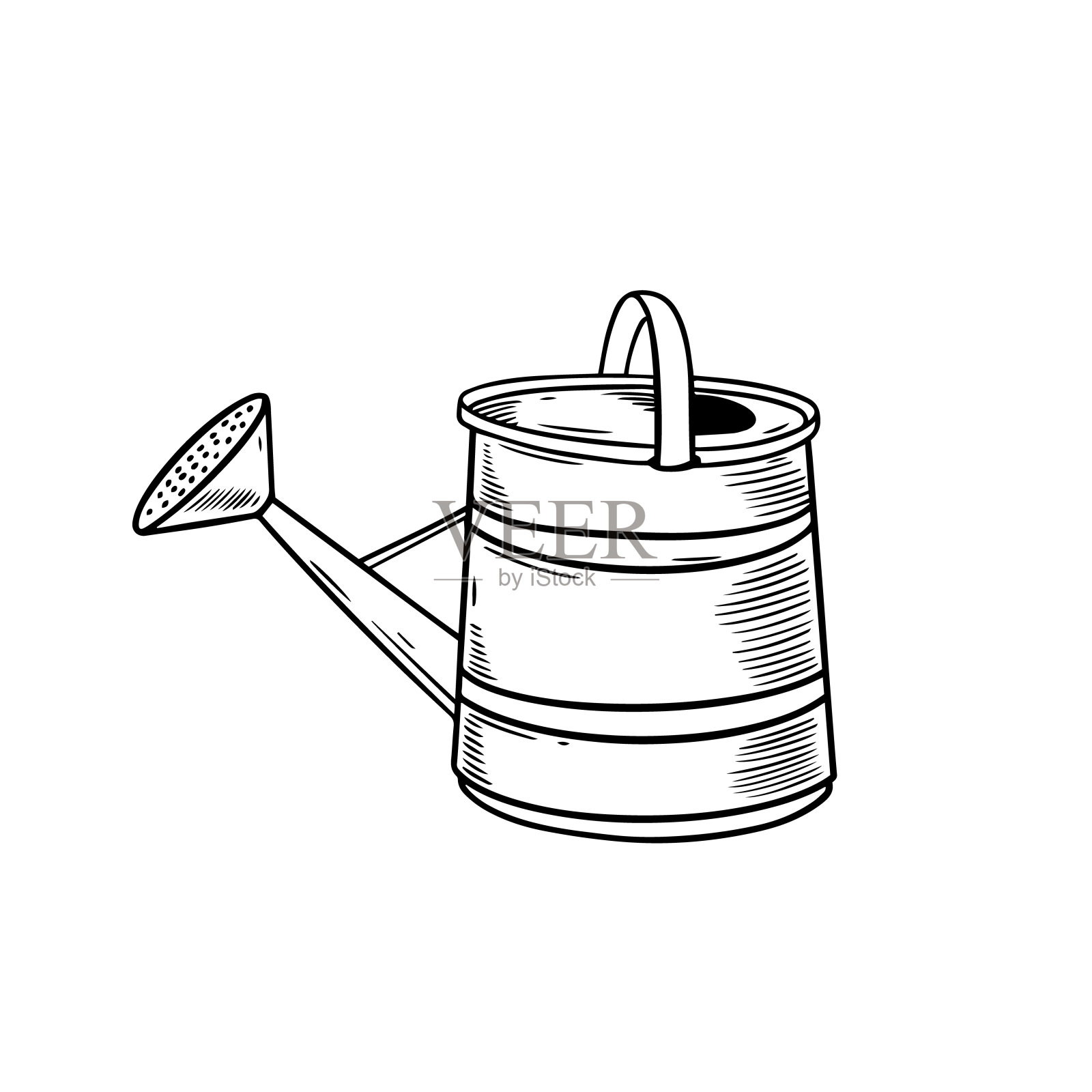 手绘喷壶标志。复古风格矢量插图。插画图片素材