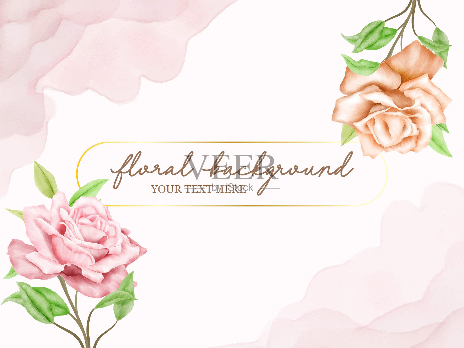 花卉水彩婚礼横幅设计插画图片素材