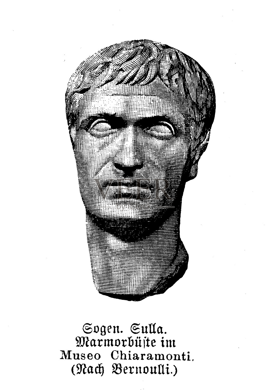 卢修斯·科尼利厄斯·苏拉，俗称苏拉(公元前138-78年)，罗马将军和政治家，在罗马共和国后期发挥了重要作用。他以军事上的成功和随后的政治改革而闻名插画图片素材