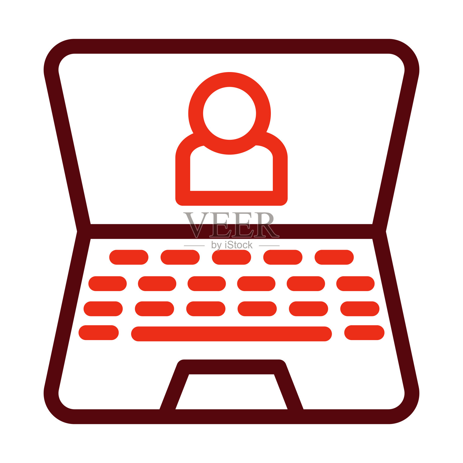 笔记本电脑矢量粗线两色图标的个人和商业用途。插画图片素材