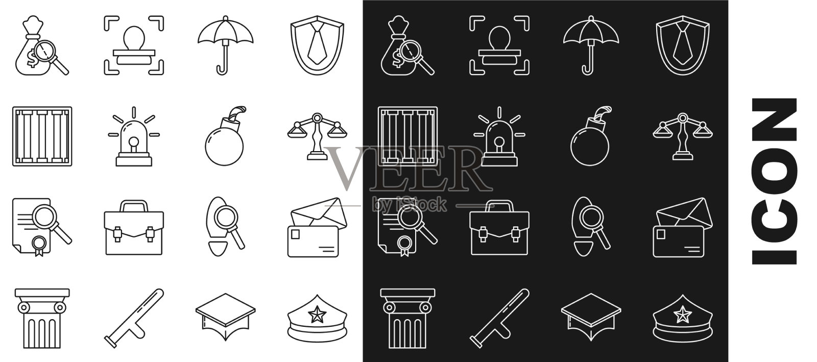 设置线警帽与帽徽信封尺度插画图片素材