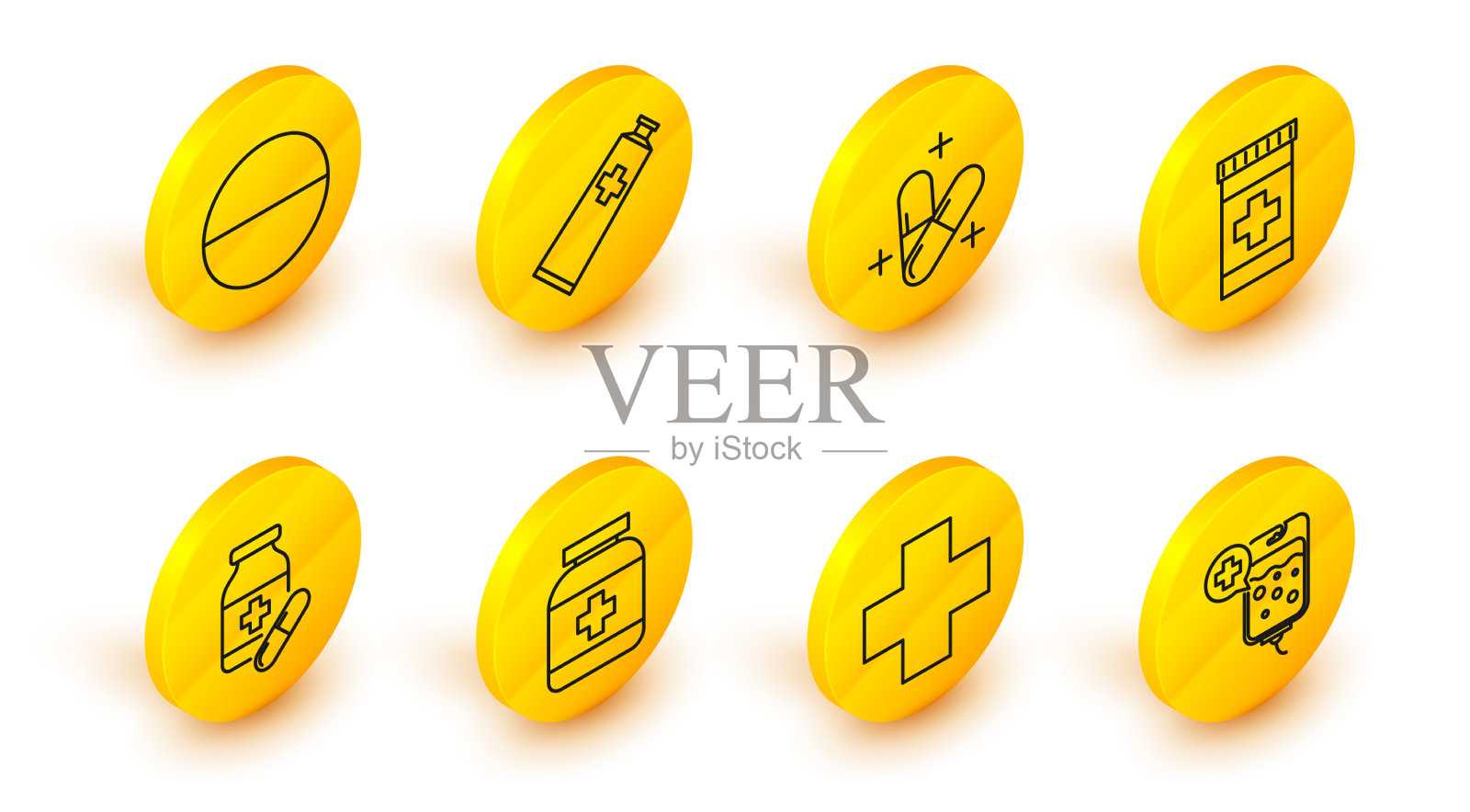 设置线iv袋跨医院医疗药品插画图片素材