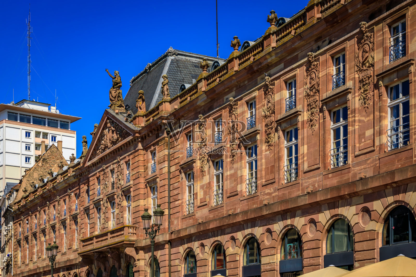 法国阿尔萨斯斯特拉斯堡大岛克莱贝尔广场上的华丽建筑照片摄影图片