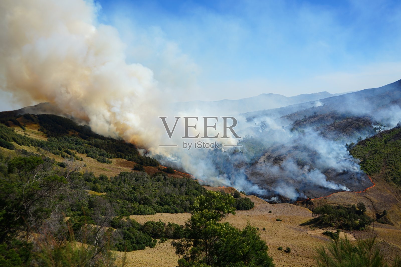 布罗莫火山大火照片摄影图片