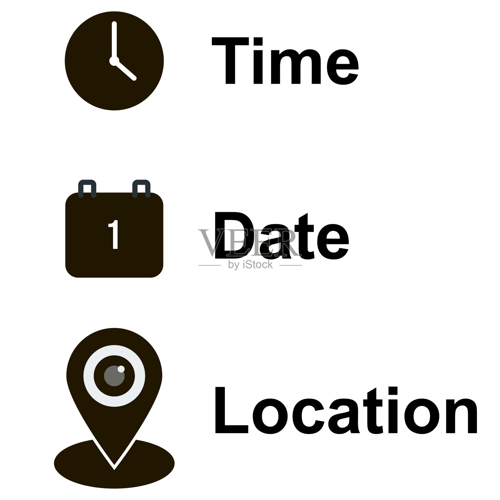 时间，日期和地址概念填充图标插画图片素材