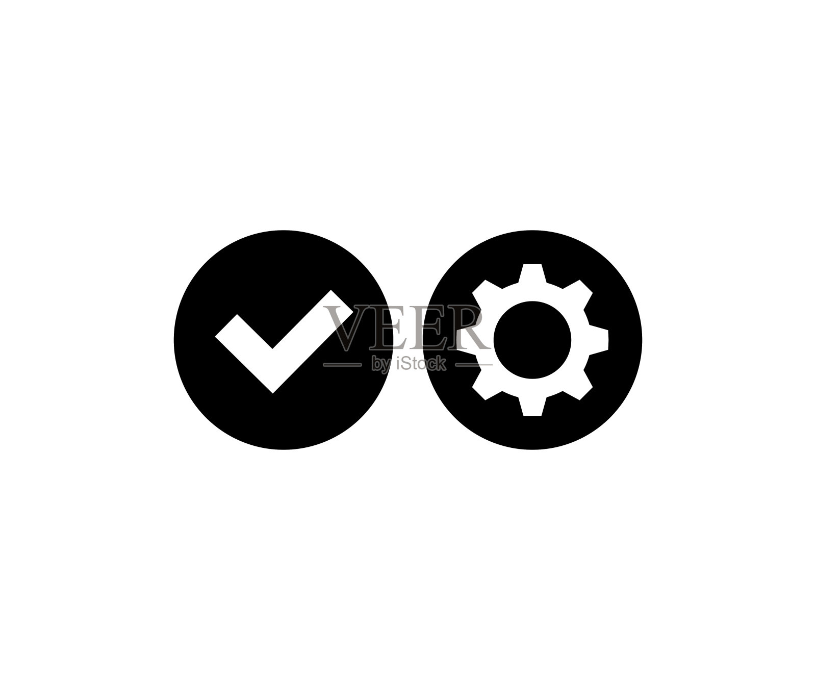 质量检查图标设计。齿轮技术支持矢量设计与图解。插画图片素材