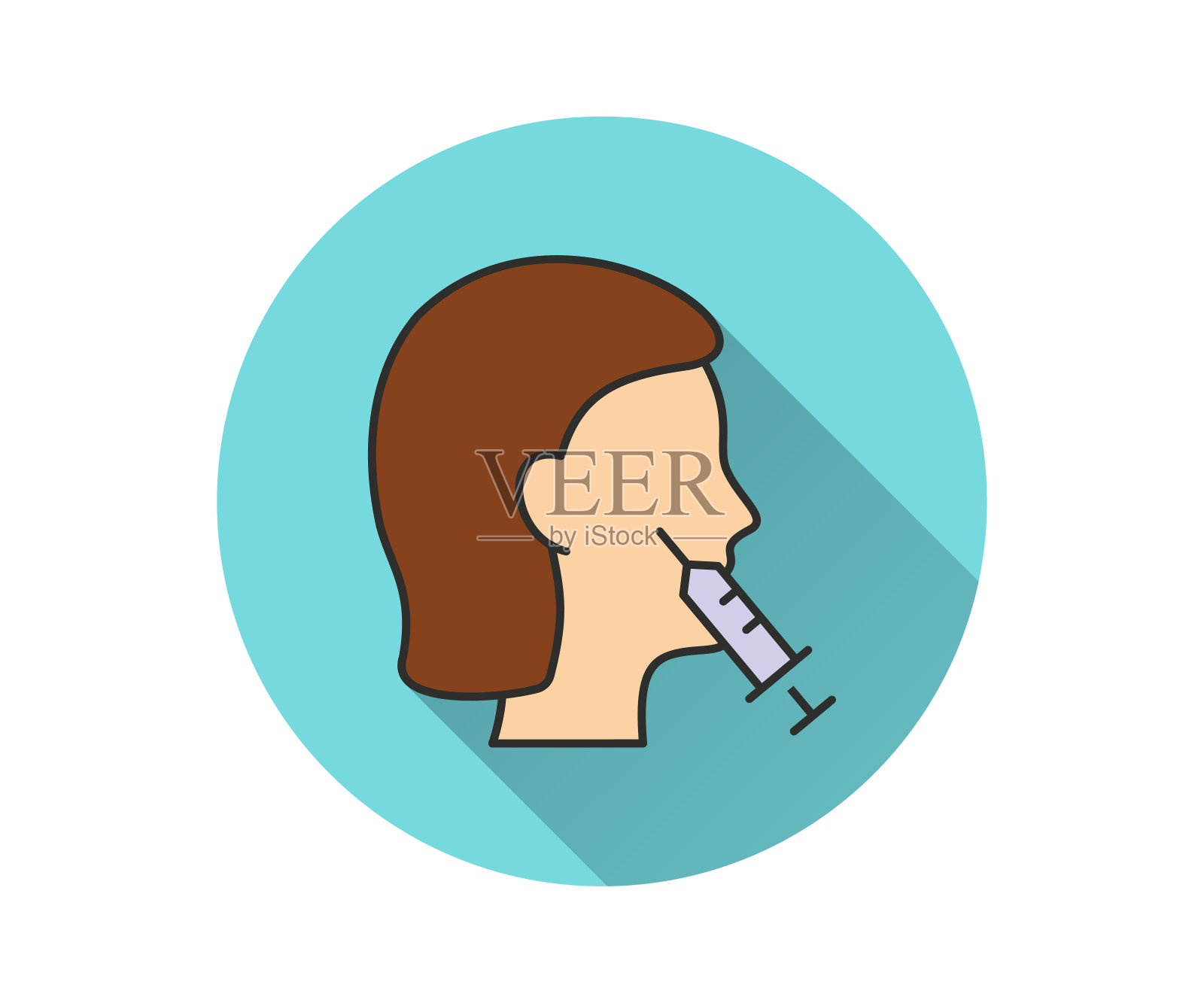 面部护肤平面图标。简单的插图与长阴影图形和网页设计。插画图片素材