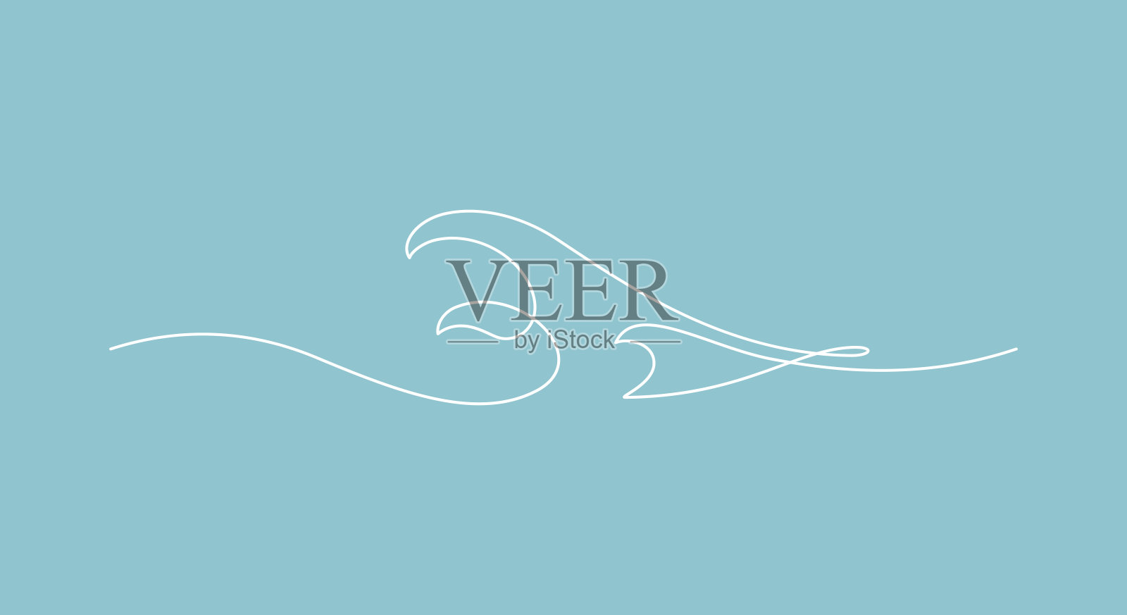 海洋波浪线艺术的极简主义概念插画图片素材