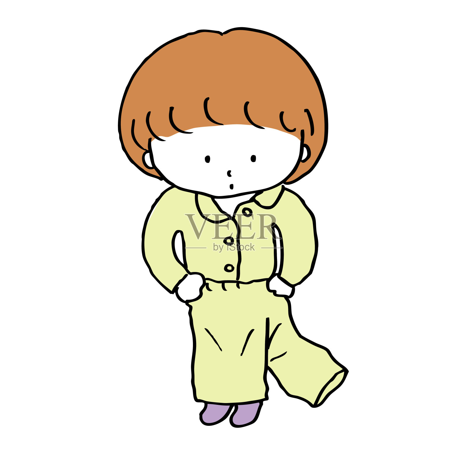 孩子穿错了睡裤插画图片素材