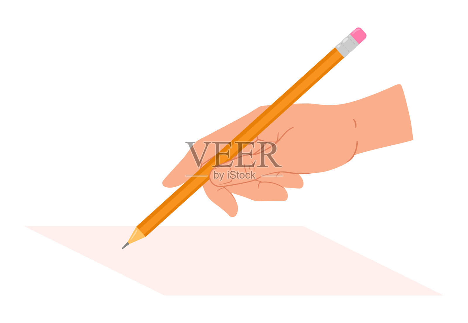 手写。手记笔记，填写计划或签署文件孤立的平面矢量插图在白色背景插画图片素材