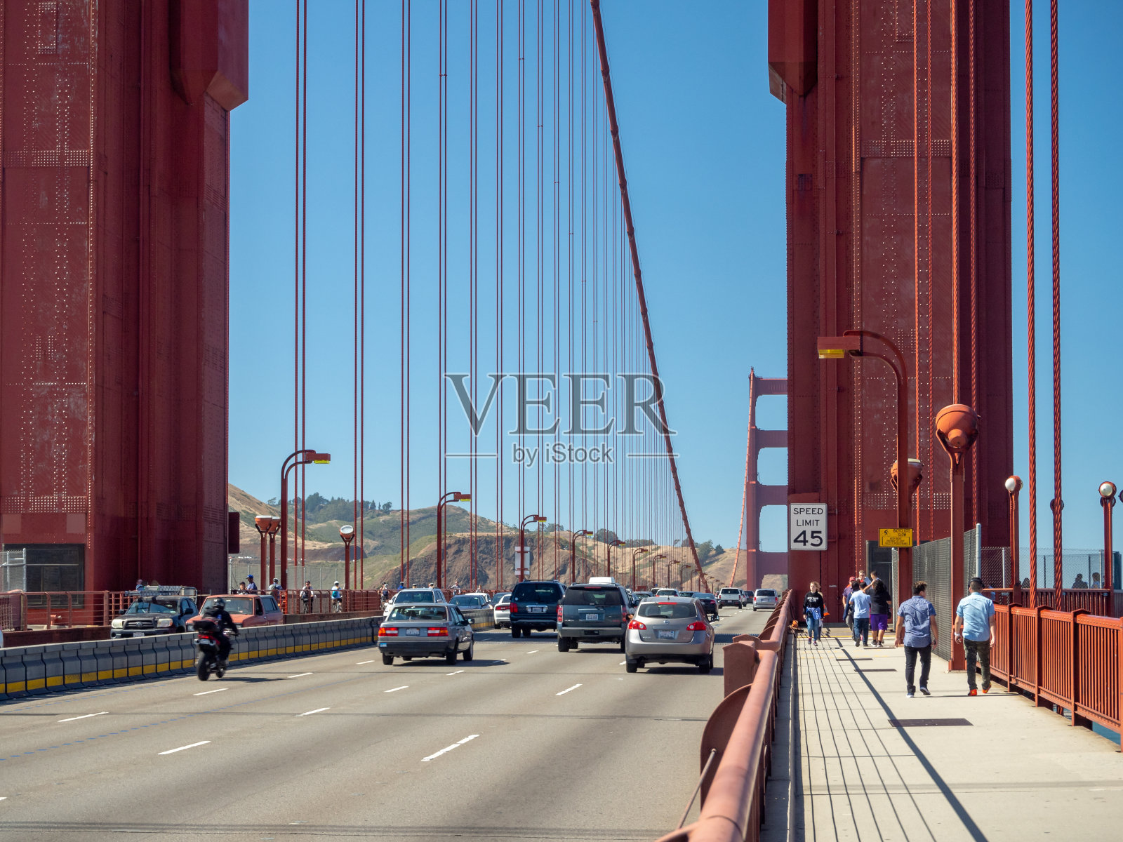 美国加州旧金山——2018年7月:金门大桥、海峡和国家游乐区照片摄影图片