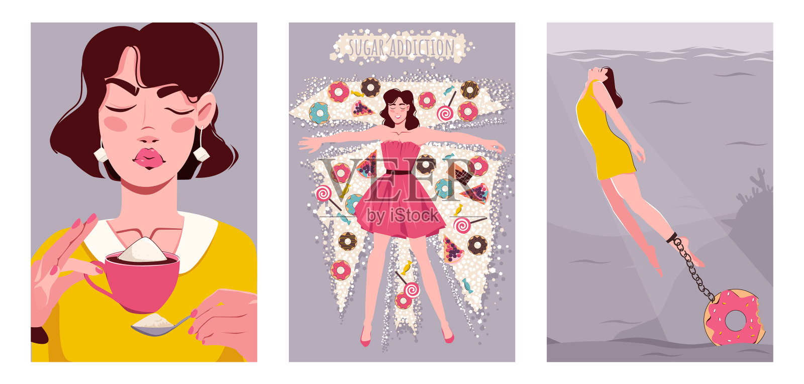 糖瘾海报套装插画图片素材